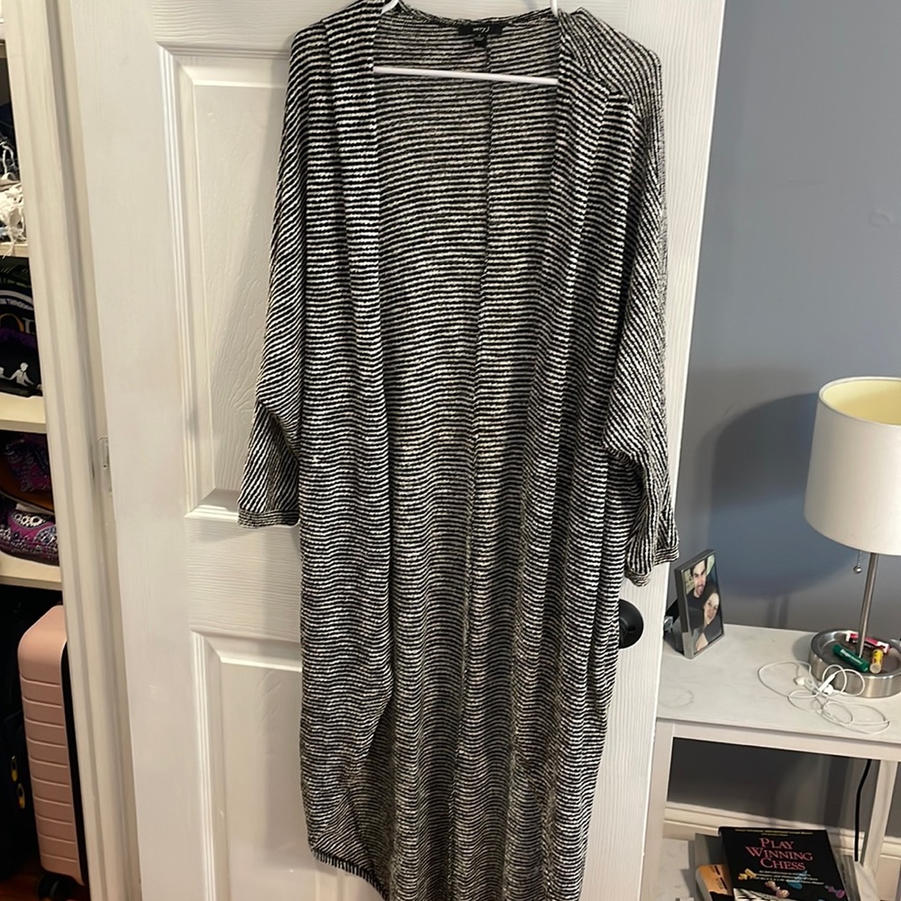 Long black and white cardigan